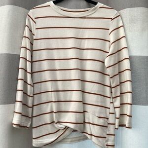 Size M, 3 quarter sleeve, striped, with twist in the front